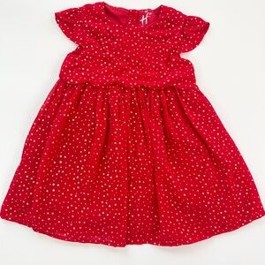 H Red Kids Dress with Star Pattern